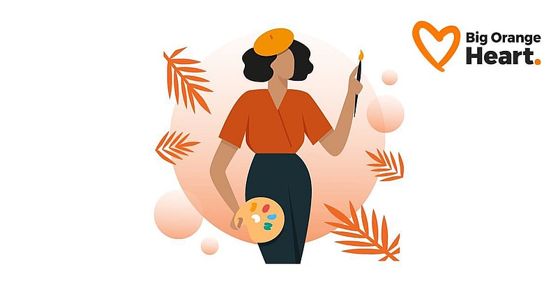 artist with paint pallet wearing a beret