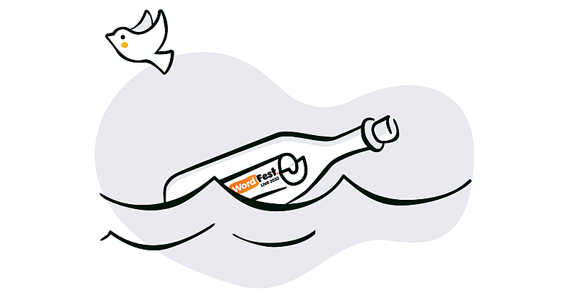 An illustrated image of a message in a bottle