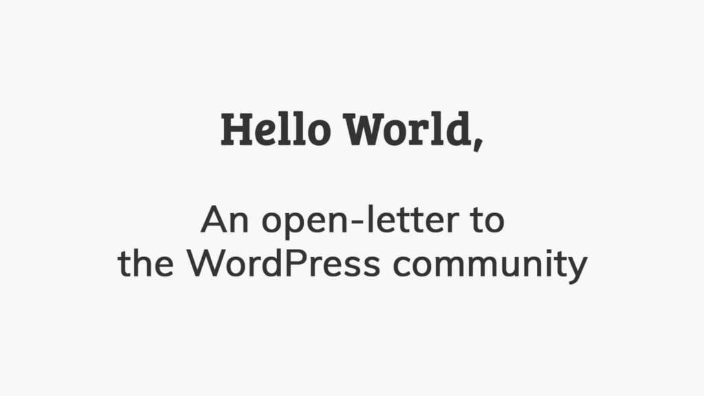 An open letter to the WordPress community