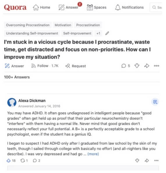 Screenshot from Quora.com displaying comments
