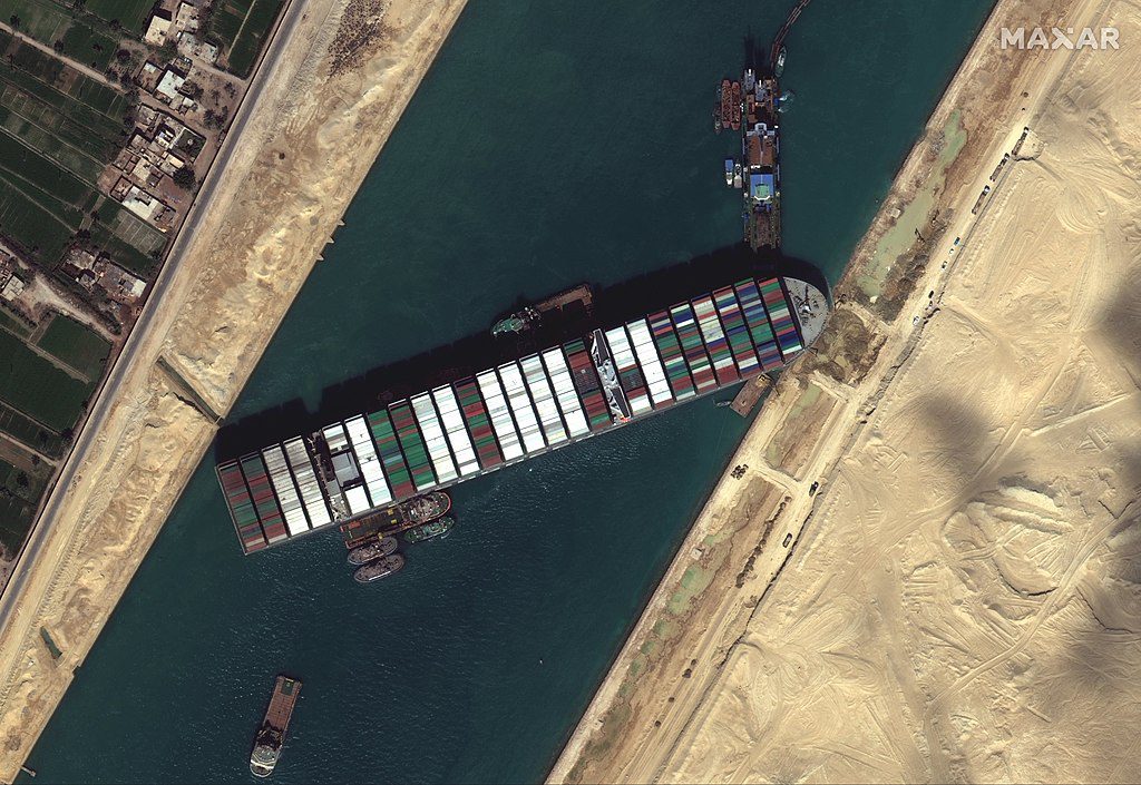 Ship Ever Given blocking Suez Canal Photo Credit: https://flickr.com/photos/68359921@N08/49643352087